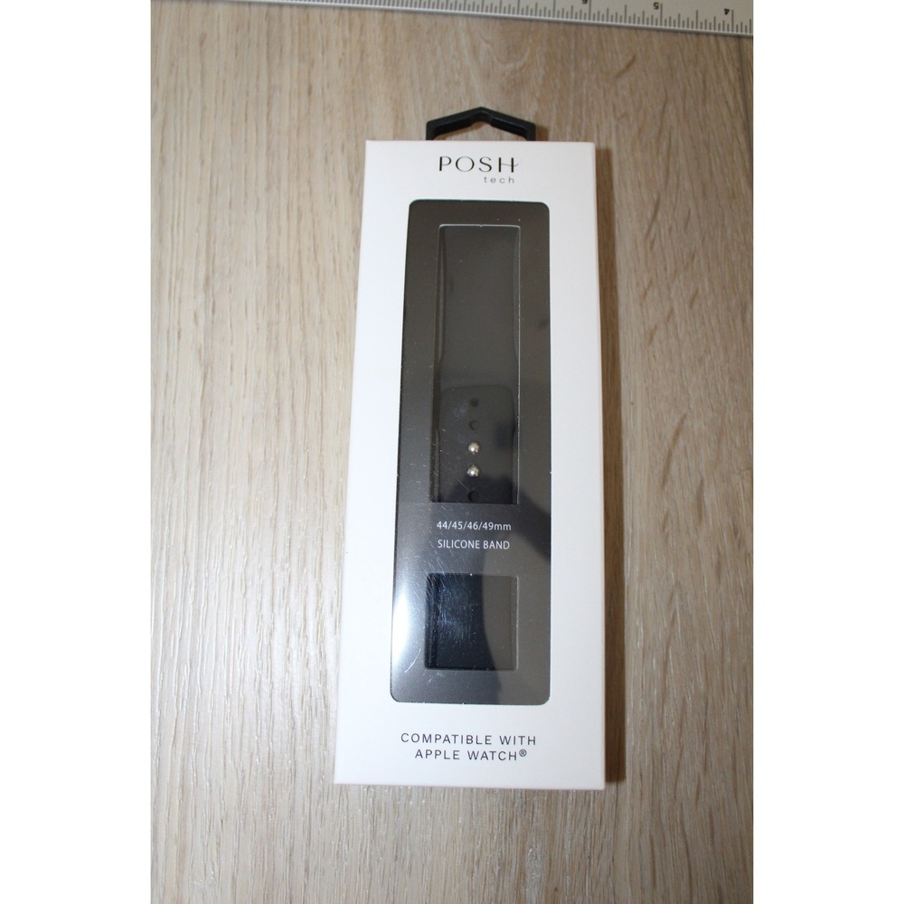 Posh Tech Black Silicone Watch Band for Apple Watch 44 45 46 49mm NIB